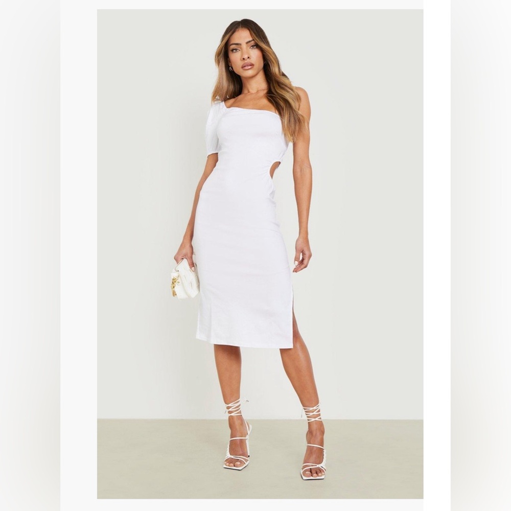 Boohoo One Shoulder Cut Out Midi Dress